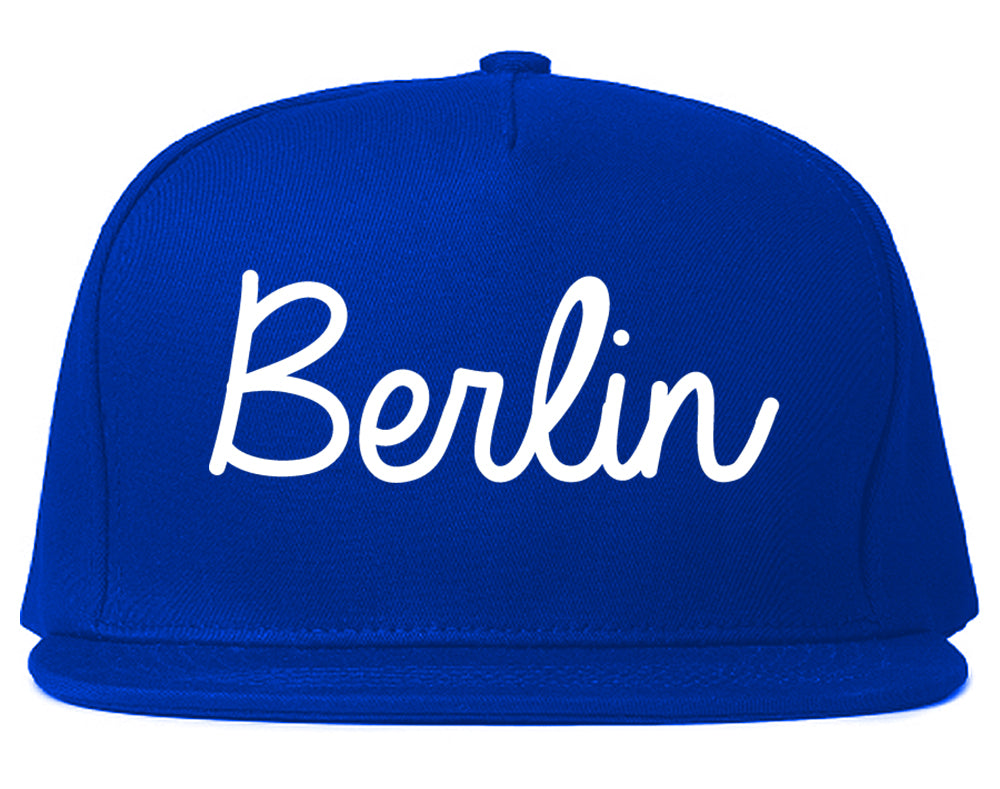 Berlin New Jersey NJ Script Mens Snapback Hat Royal Blue