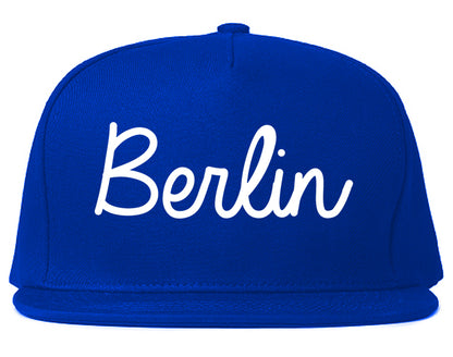 Berlin New Jersey NJ Script Mens Snapback Hat Royal Blue