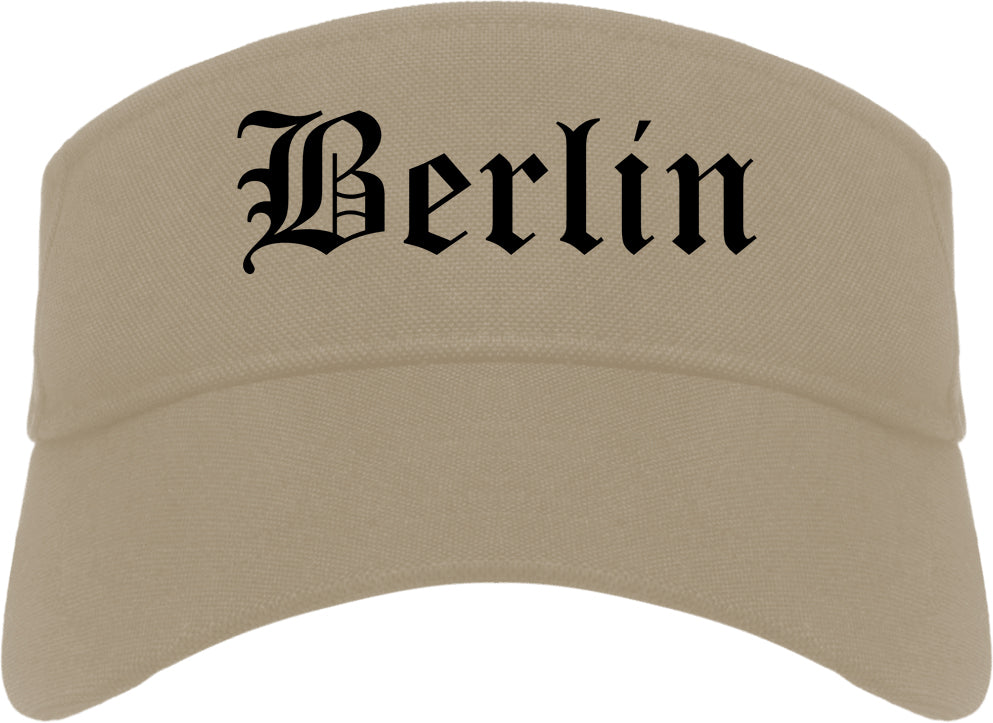 Berlin New Jersey NJ Old English Mens Visor Cap Hat Khaki