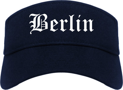 Berlin New Jersey NJ Old English Mens Visor Cap Hat Navy Blue