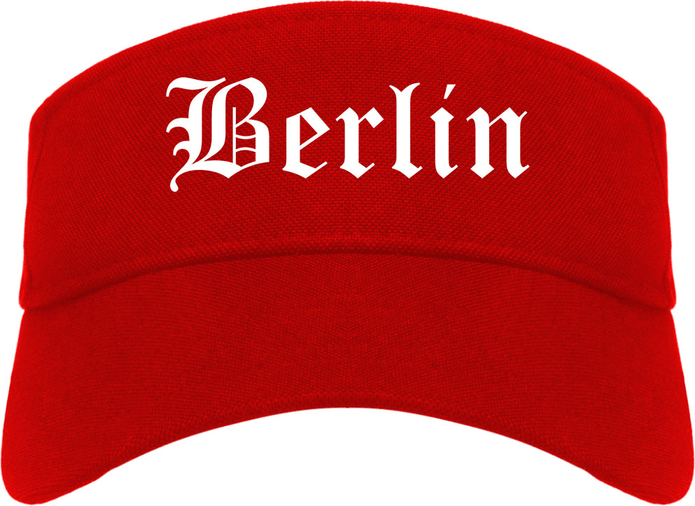 Berlin New Jersey NJ Old English Mens Visor Cap Hat Red