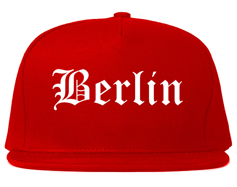 Berlin Wisconsin WI Old English Mens Snapback Hat Red