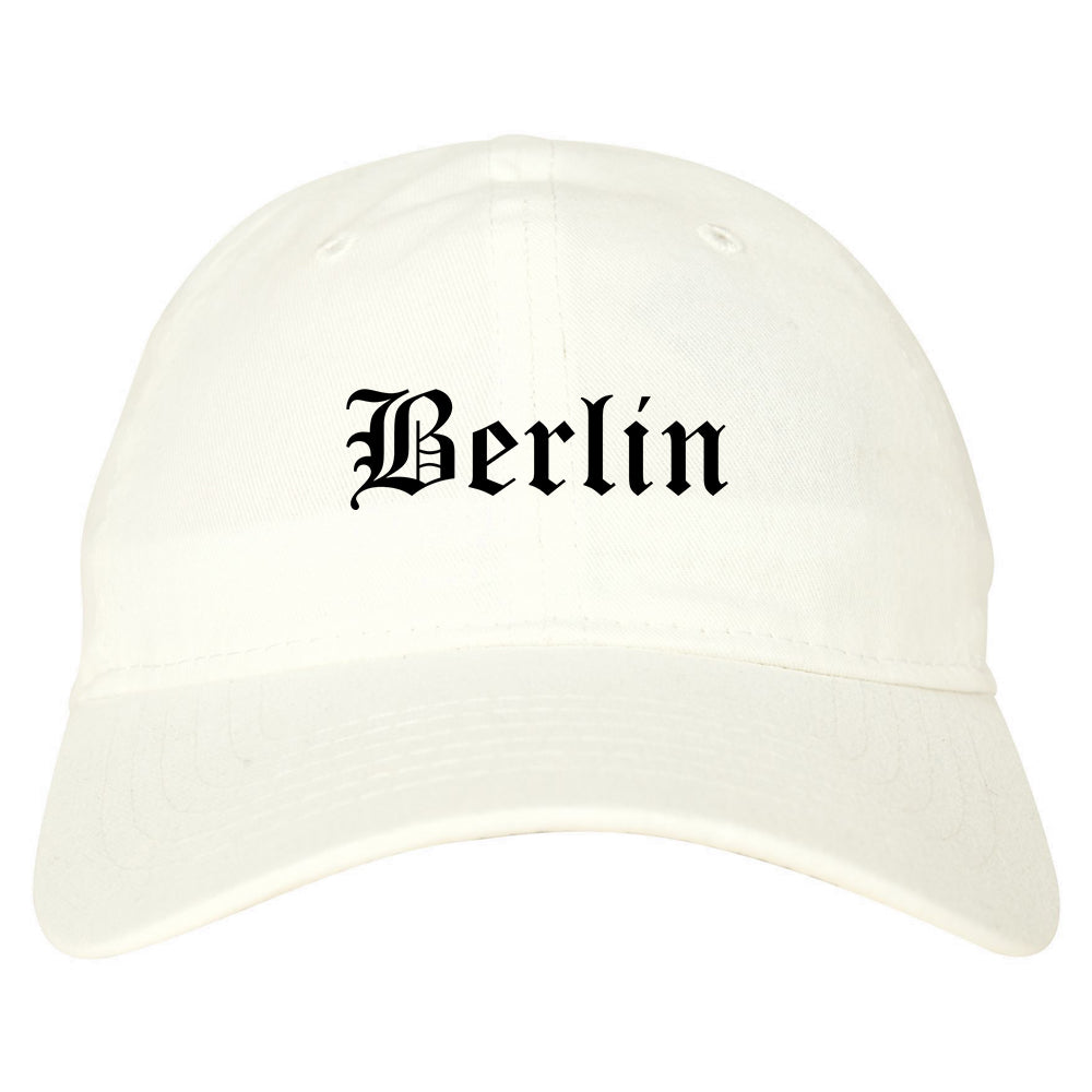 Berlin Wisconsin WI Old English Mens Dad Hat Baseball Cap White