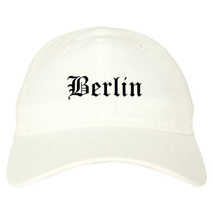 Berlin Wisconsin WI Old English Mens Dad Hat Baseball Cap White