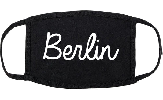 Berlin Wisconsin WI Script Cotton Face Mask Black