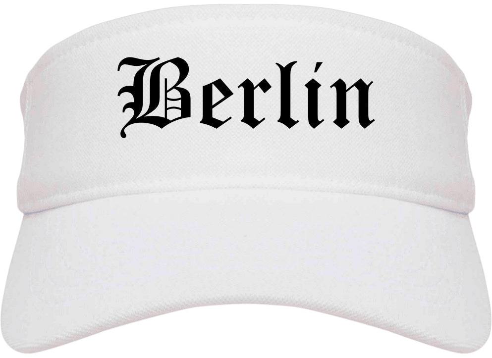 Berlin Wisconsin WI Old English Mens Visor Cap Hat White