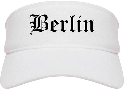 Berlin Wisconsin WI Old English Mens Visor Cap Hat White