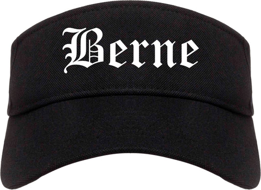 Berne Indiana IN Old English Mens Visor Cap Hat Black