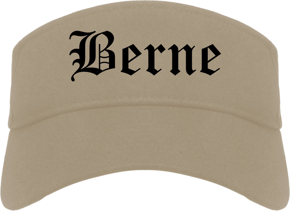 Berne Indiana IN Old English Mens Visor Cap Hat Khaki