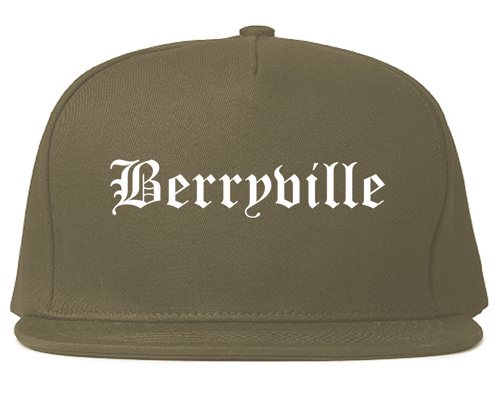 Berryville Arkansas AR Old English Mens Snapback Hat Grey