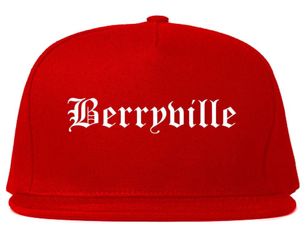 Berryville Arkansas AR Old English Mens Snapback Hat Red