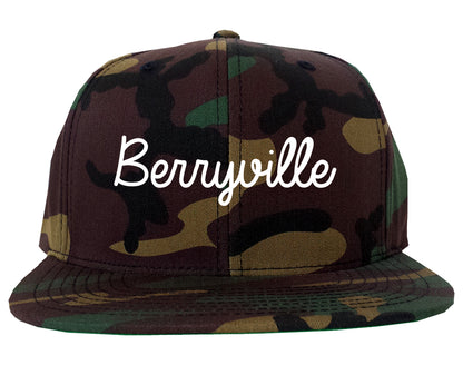 Berryville Arkansas AR Script Mens Snapback Hat Army Camo