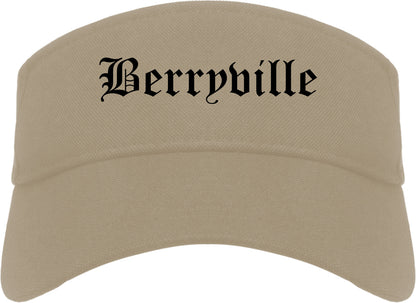Berryville Arkansas AR Old English Mens Visor Cap Hat Khaki