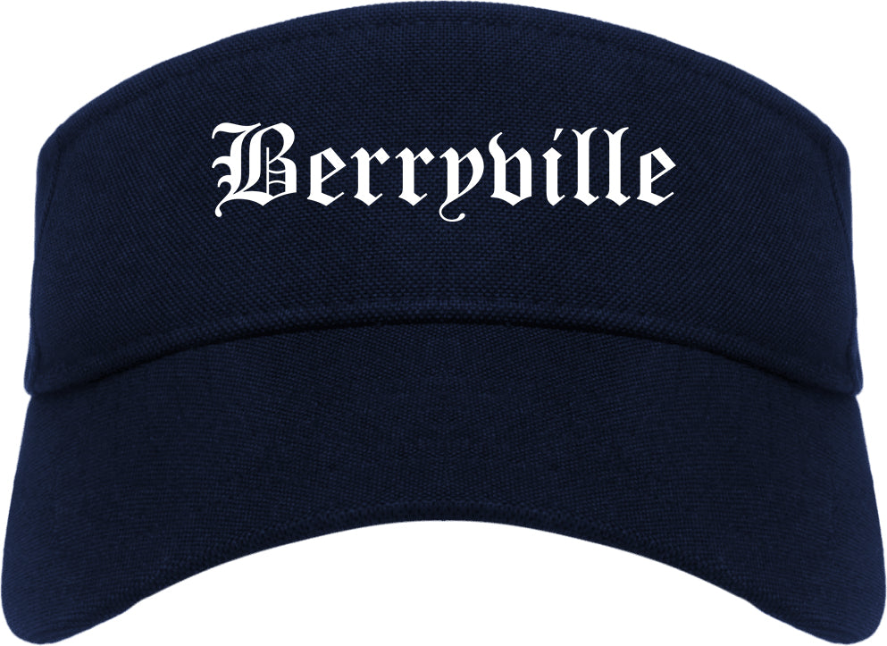 Berryville Arkansas AR Old English Mens Visor Cap Hat Navy Blue