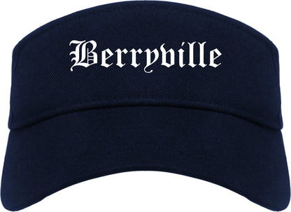 Berryville Arkansas AR Old English Mens Visor Cap Hat Navy Blue