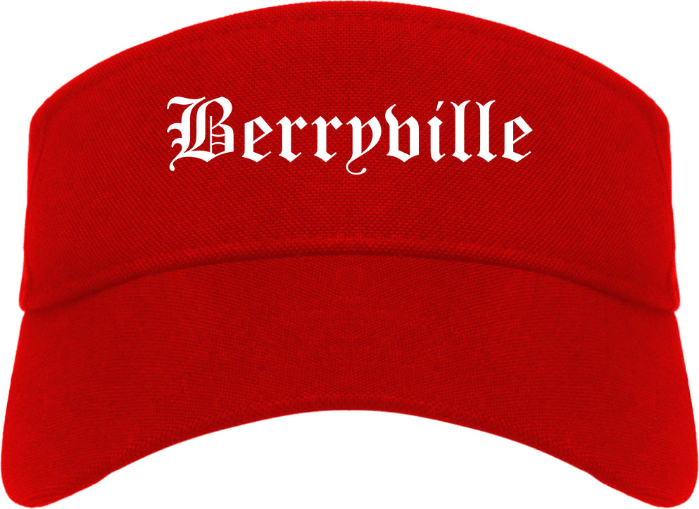 Berryville Arkansas AR Old English Mens Visor Cap Hat Red