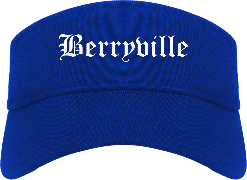 Berryville Arkansas AR Old English Mens Visor Cap Hat Royal Blue