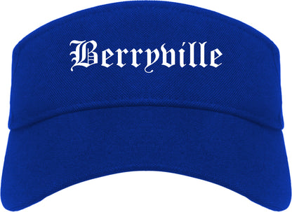 Berryville Arkansas AR Old English Mens Visor Cap Hat Royal Blue