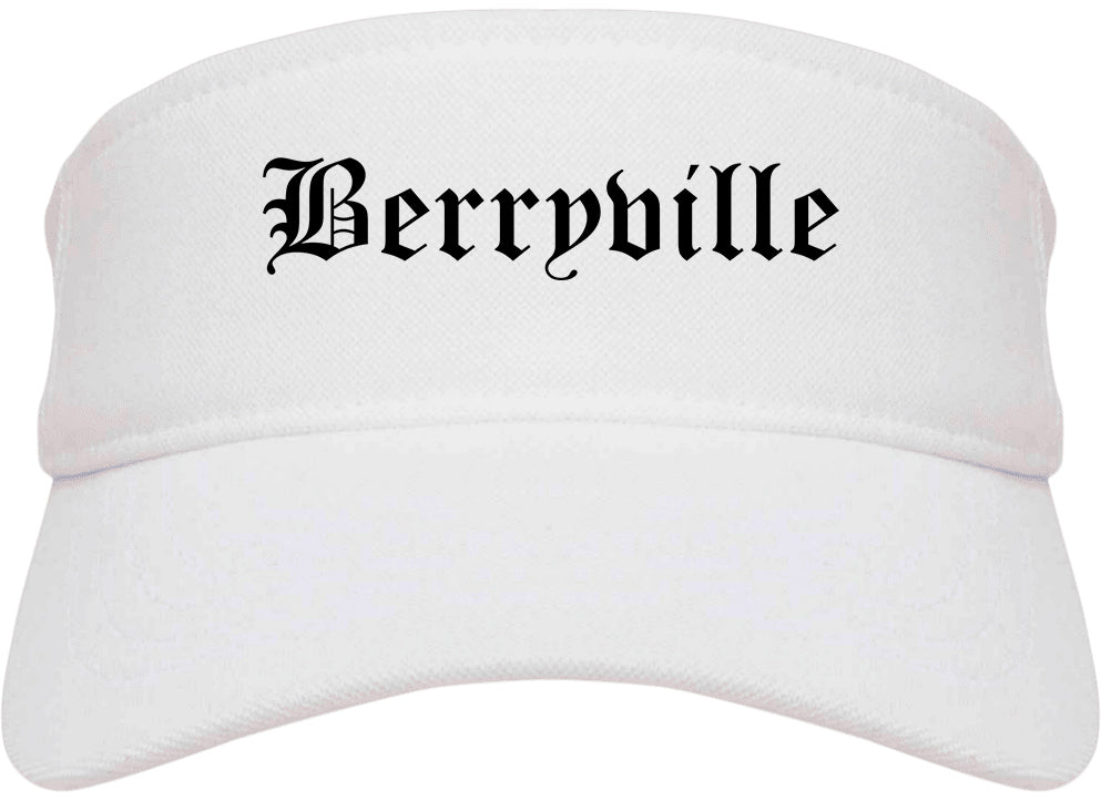 Berryville Arkansas AR Old English Mens Visor Cap Hat White