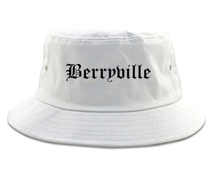 Berryville Arkansas AR Old English Mens Bucket Hat White