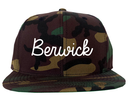 Berwick Pennsylvania PA Script Mens Snapback Hat Army Camo
