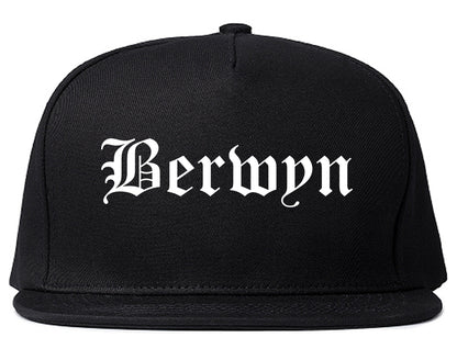 Berwyn Illinois IL Old English Mens Snapback Hat Black