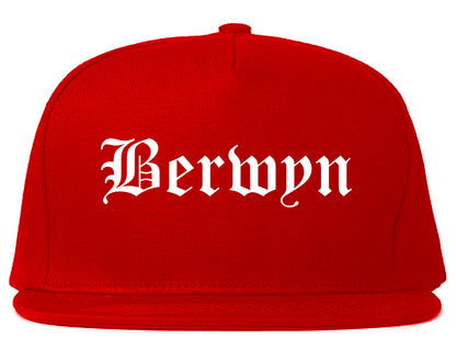 Berwyn Illinois IL Old English Mens Snapback Hat Red