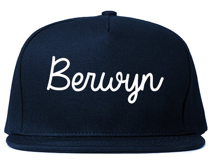 Berwyn Illinois IL Script Mens Snapback Hat Navy Blue