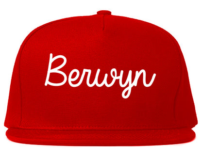 Berwyn Illinois IL Script Mens Snapback Hat Red