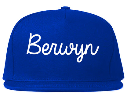 Berwyn Illinois IL Script Mens Snapback Hat Royal Blue
