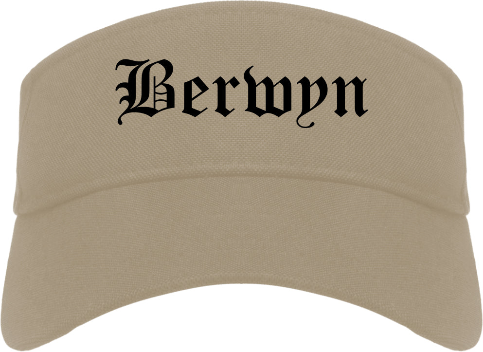 Berwyn Illinois IL Old English Mens Visor Cap Hat Khaki