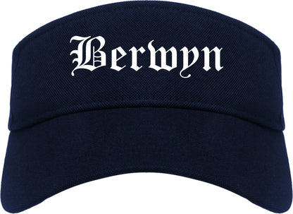 Berwyn Illinois IL Old English Mens Visor Cap Hat Navy Blue