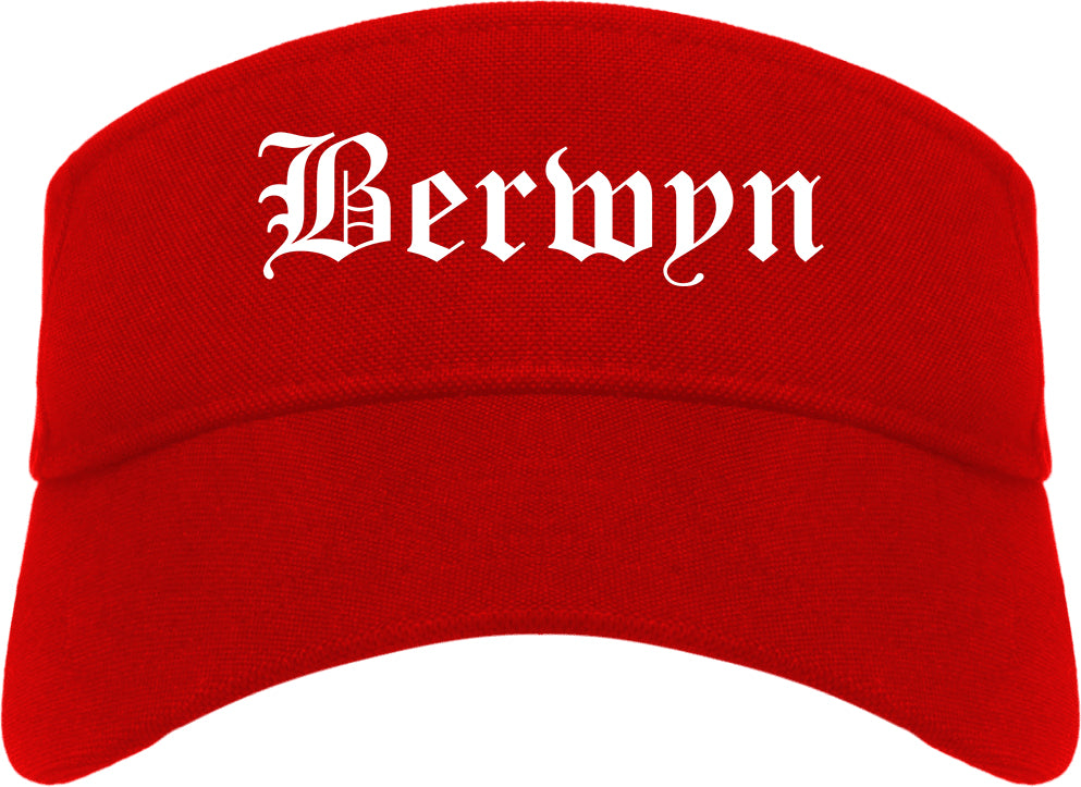 Berwyn Illinois IL Old English Mens Visor Cap Hat Red