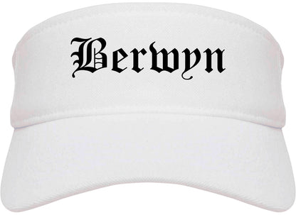 Berwyn Illinois IL Old English Mens Visor Cap Hat White