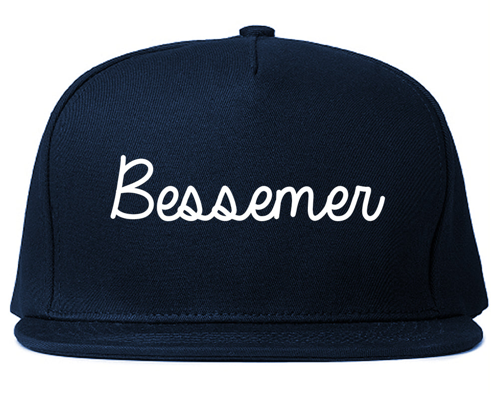 Bessemer Alabama AL Script Mens Snapback Hat Navy Blue