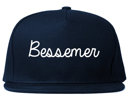 Bessemer Alabama AL Script Mens Snapback Hat Navy Blue