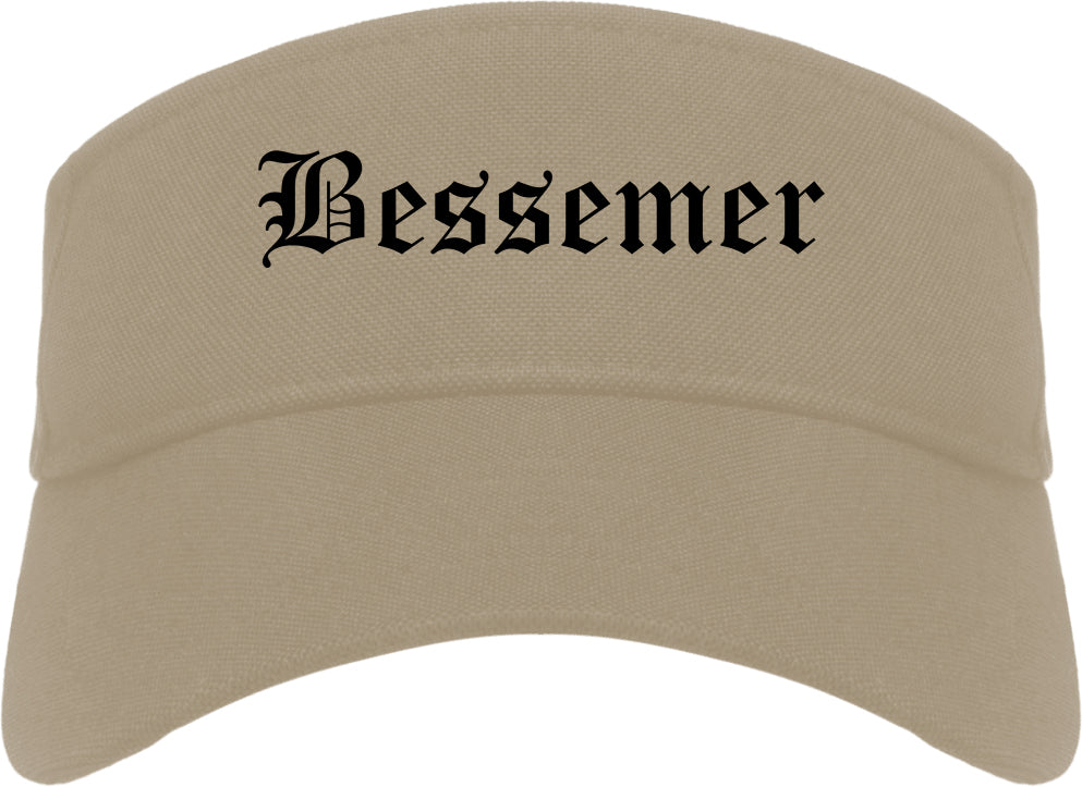 Bessemer Alabama AL Old English Mens Visor Cap Hat Khaki