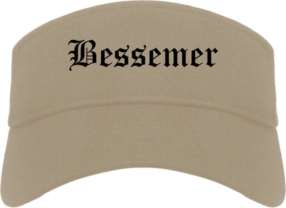 Bessemer Alabama AL Old English Mens Visor Cap Hat Khaki