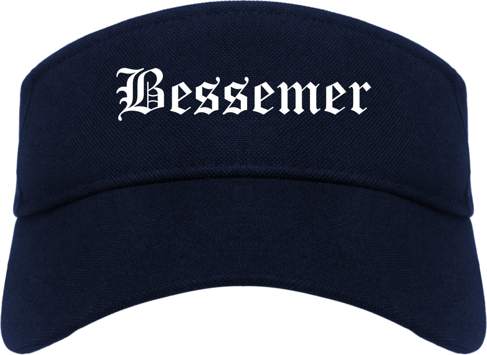 Bessemer Alabama AL Old English Mens Visor Cap Hat Navy Blue