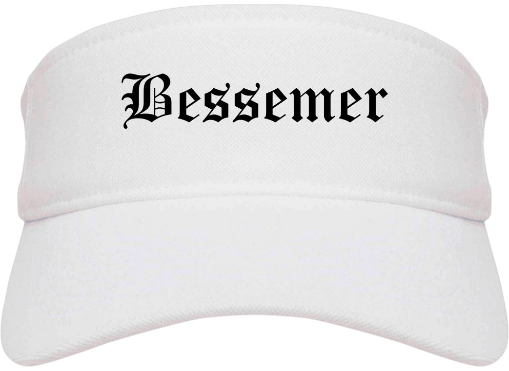 Bessemer Alabama AL Old English Mens Visor Cap Hat White
