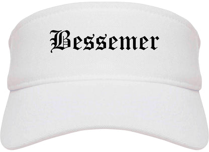 Bessemer Alabama AL Old English Mens Visor Cap Hat White