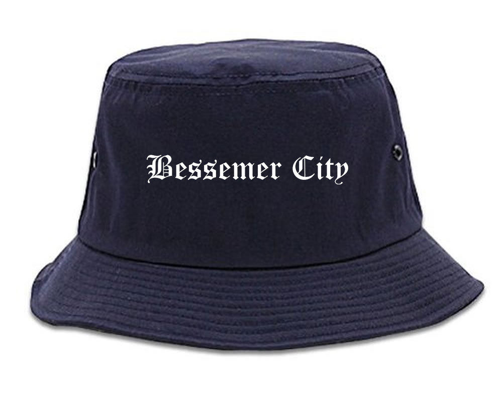 Bessemer City North Carolina NC Old English Mens Bucket Hat Navy Blue