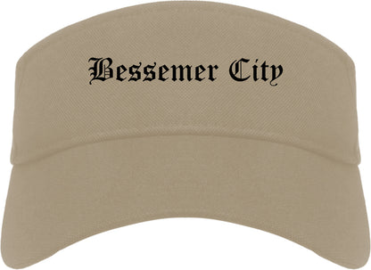 Bessemer City North Carolina NC Old English Mens Visor Cap Hat Khaki