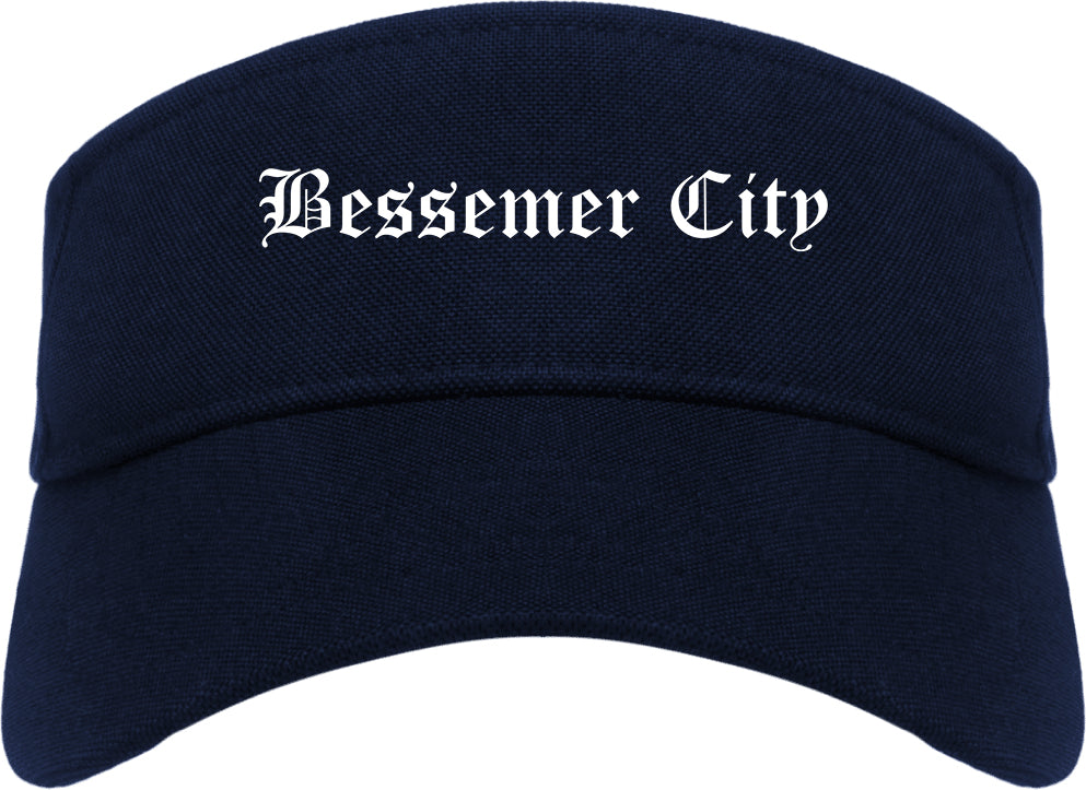 Bessemer City North Carolina NC Old English Mens Visor Cap Hat Navy Blue