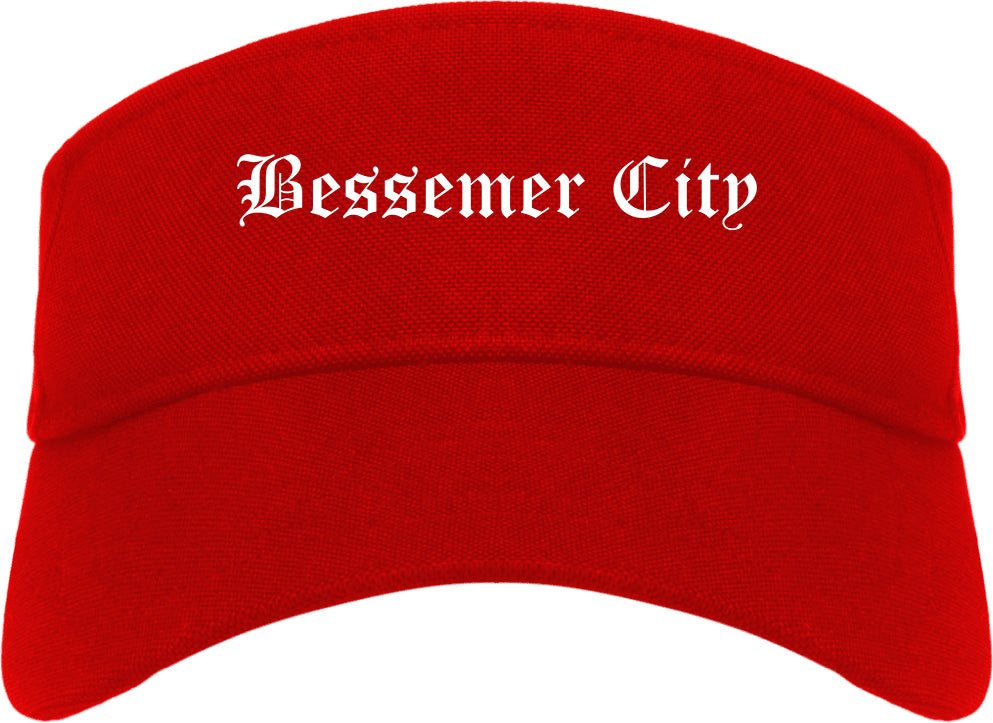 Bessemer City North Carolina NC Old English Mens Visor Cap Hat Red