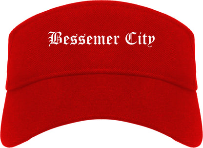 Bessemer City North Carolina NC Old English Mens Visor Cap Hat Red