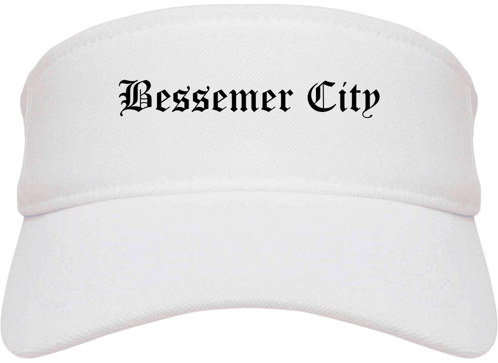 Bessemer City North Carolina NC Old English Mens Visor Cap Hat White