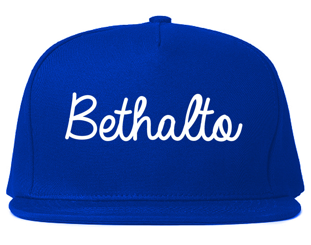 Bethalto Illinois IL Script Mens Snapback Hat Royal Blue