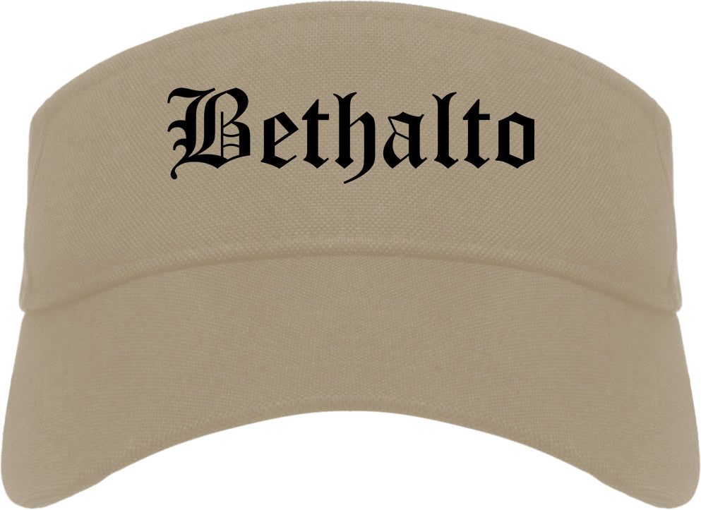 Bethalto Illinois IL Old English Mens Visor Cap Hat Khaki
