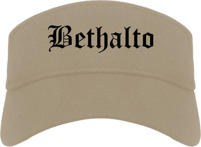 Bethalto Illinois IL Old English Mens Visor Cap Hat Khaki